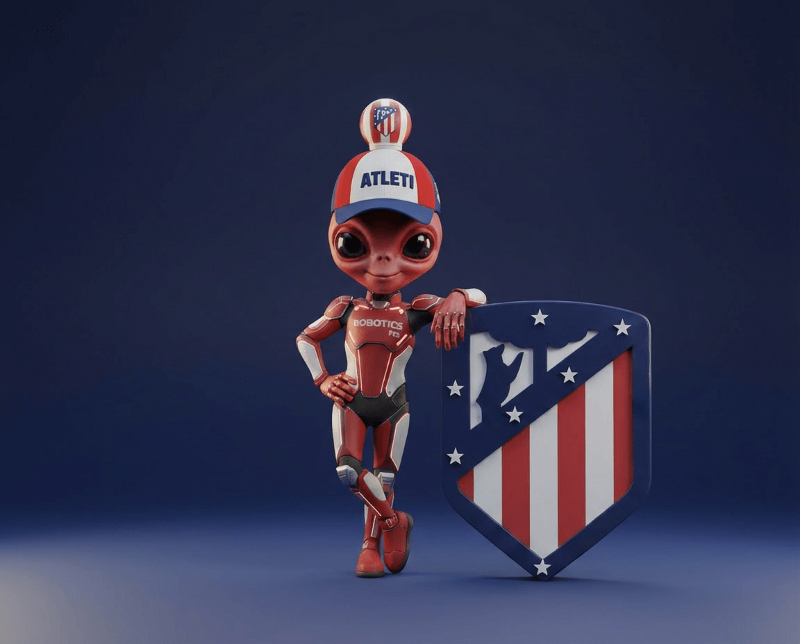 Alien wearing an official Atlético de Madrid cap