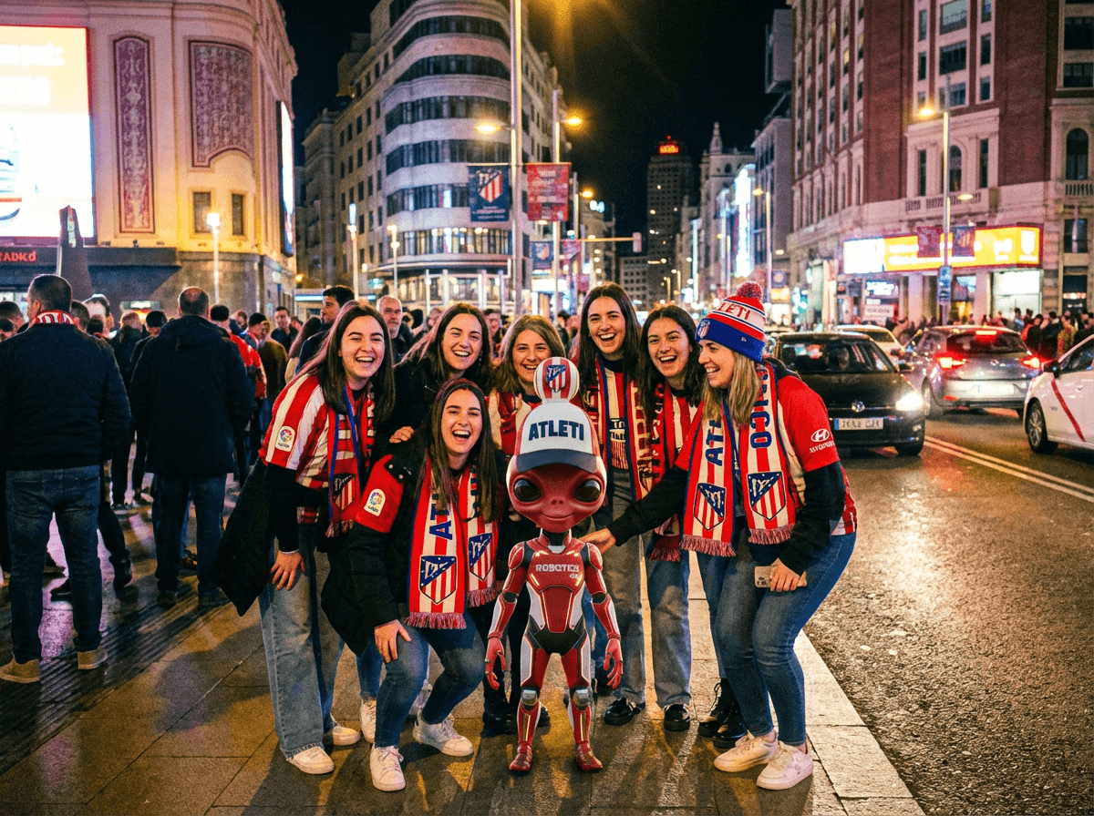 Football fans celebrating a goal with Ball On Top